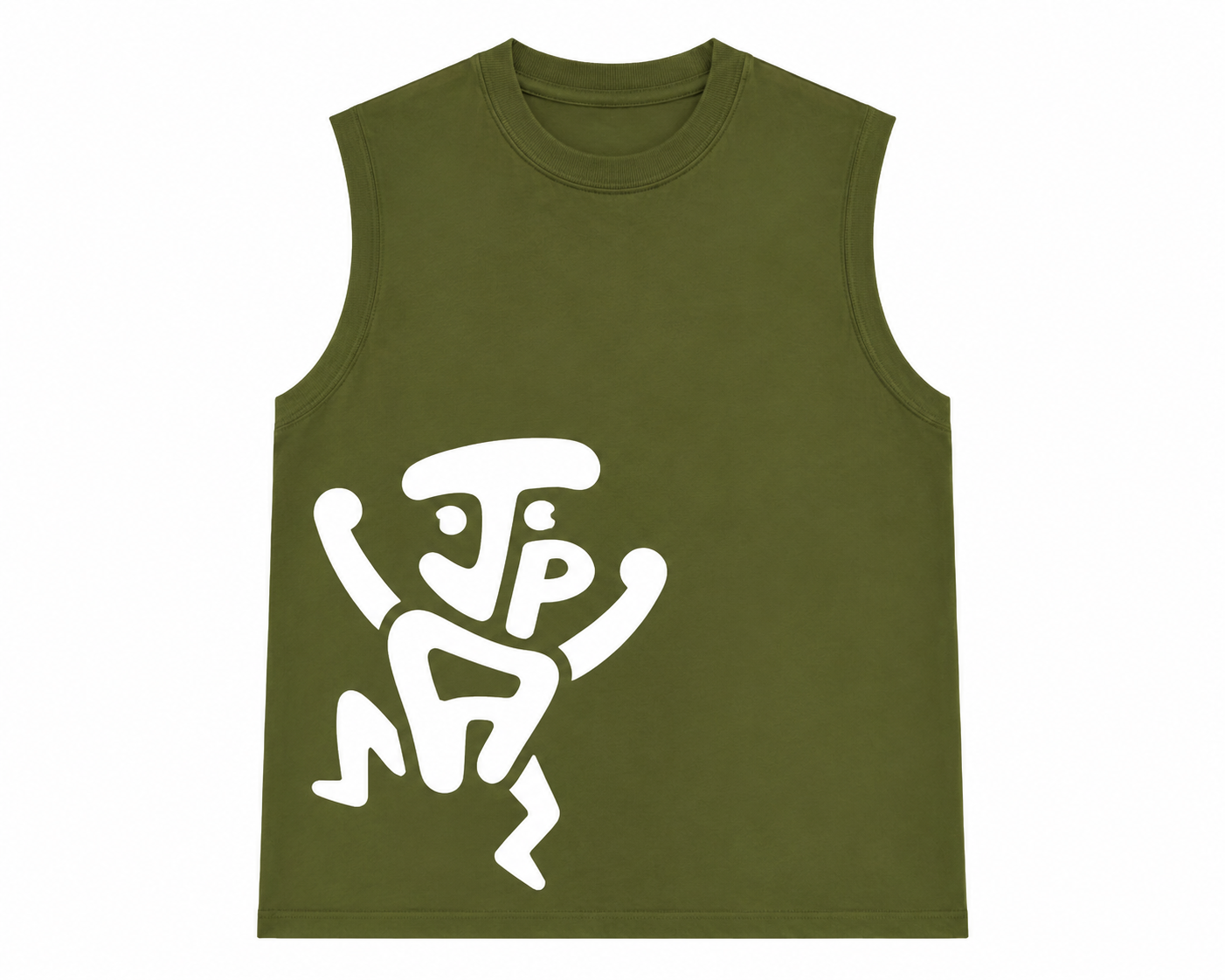 Abstract Tank – Olive Green Jistis Pou Adam