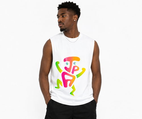 Abstract Tank – White / Red Jistis Pou Adam